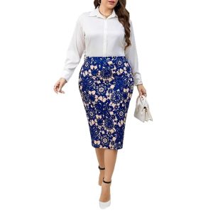 2025 New Fashionable and Elegant Women's Floral Hip Skirt European and American Plus Size