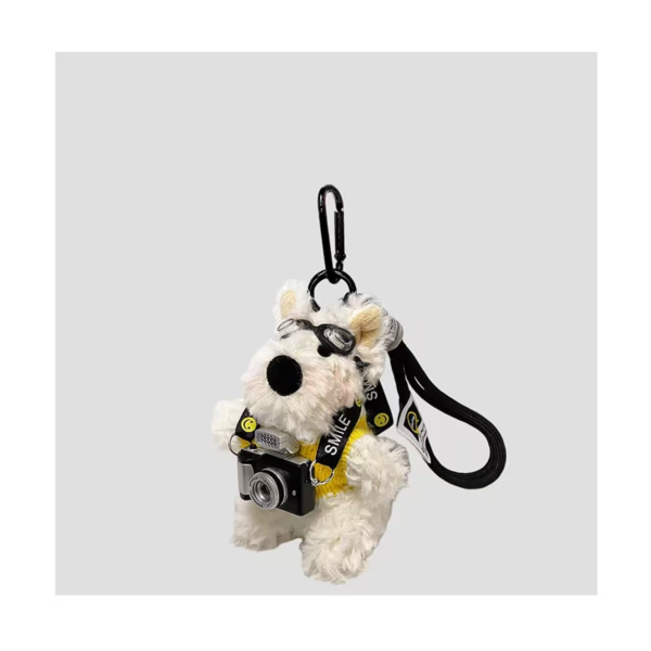 Cute Camera Cartoon Westie Plush Keychain